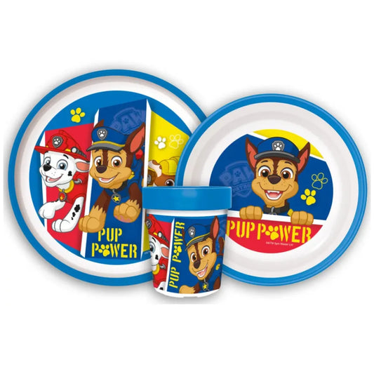 Paw Patrol Chase Rubble Kinder Geschirr-Set 3 teilig Becher Teller Schüssel - WS-Trend.de