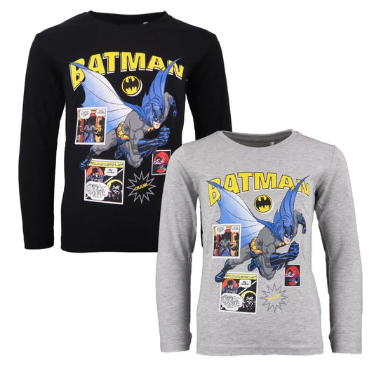 DC Comics Batman Kinder langarm T-Shirt - WS-Trend.de Jungen Kurzarm Gr. 104-134 Schwarz Grau