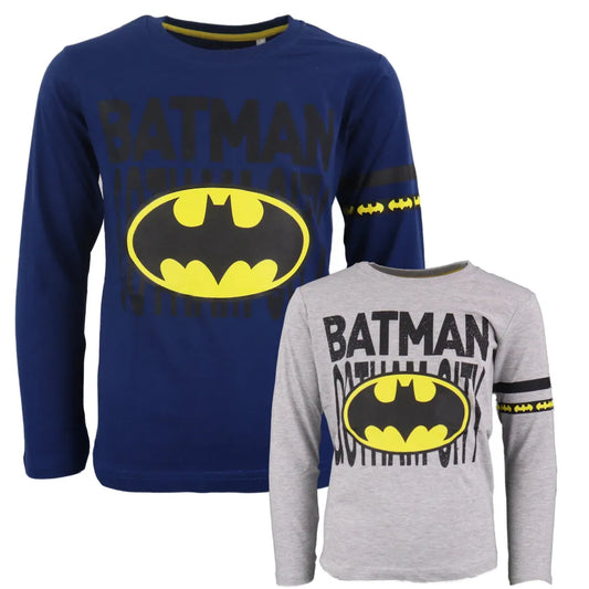 DC Comics Batman Kinder langarm T-Shirt - WS-Trend.de Jungen Langarm Gr. 134-164 Blau Grau