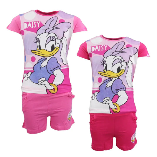 Disney Daisy Duck Kinder Mädchen Sommerset Shorts plus T-Shirt - WS-Trend.de 98-128 Rosa Pink