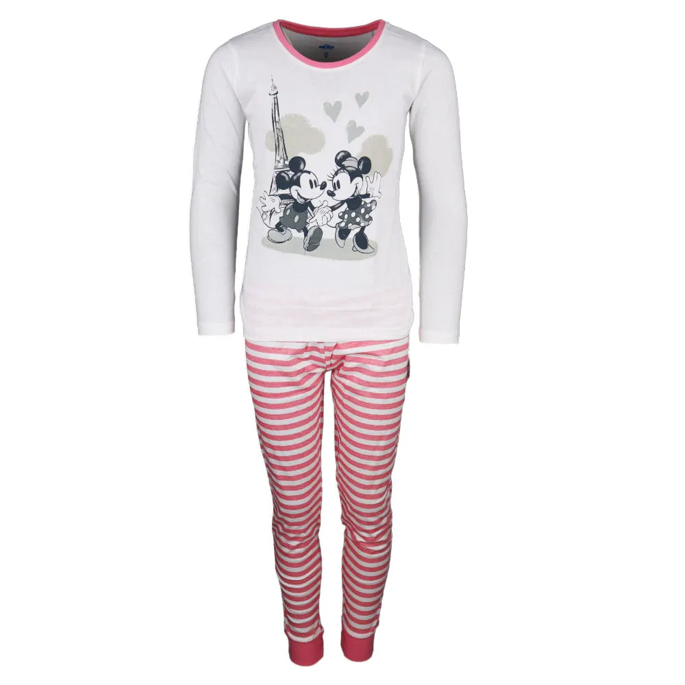 Disney Minnie und Mickey Maus in Paris Kinder Schlafanzug Pyjama lang - WS-Trend.de 104 - 134