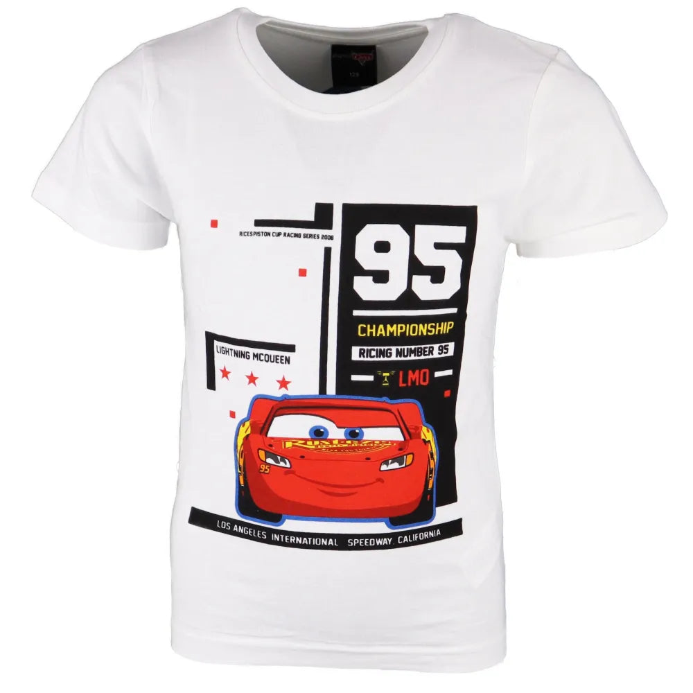 Disney Pixar Cars McQueen Kinder T-Shirt - WS-Trend.de Lightning Kurzarm Shirt 98 bis 128 Weiß Blau