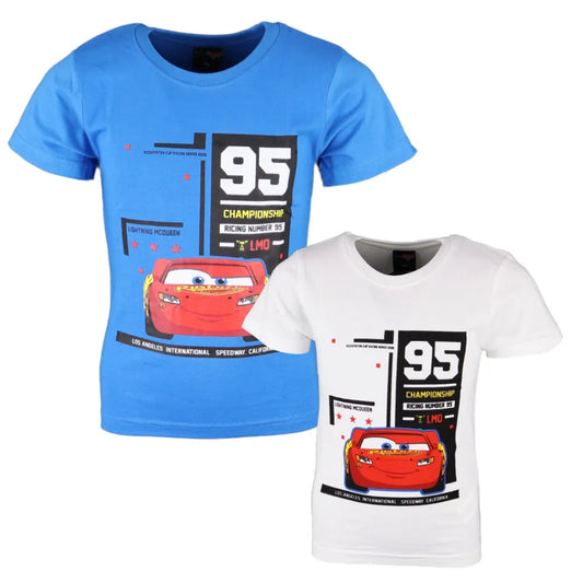 Disney Pixar Cars McQueen Kinder T-Shirt - WS-Trend.de Lightning Kurzarm Shirt 98 bis 128 Weiß Blau