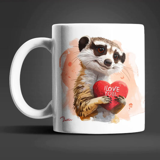 Erdmännchen I Love You Valentinstag Kaffeetasse Teetasse Tasse Geschenkidee - WS-Trend.de