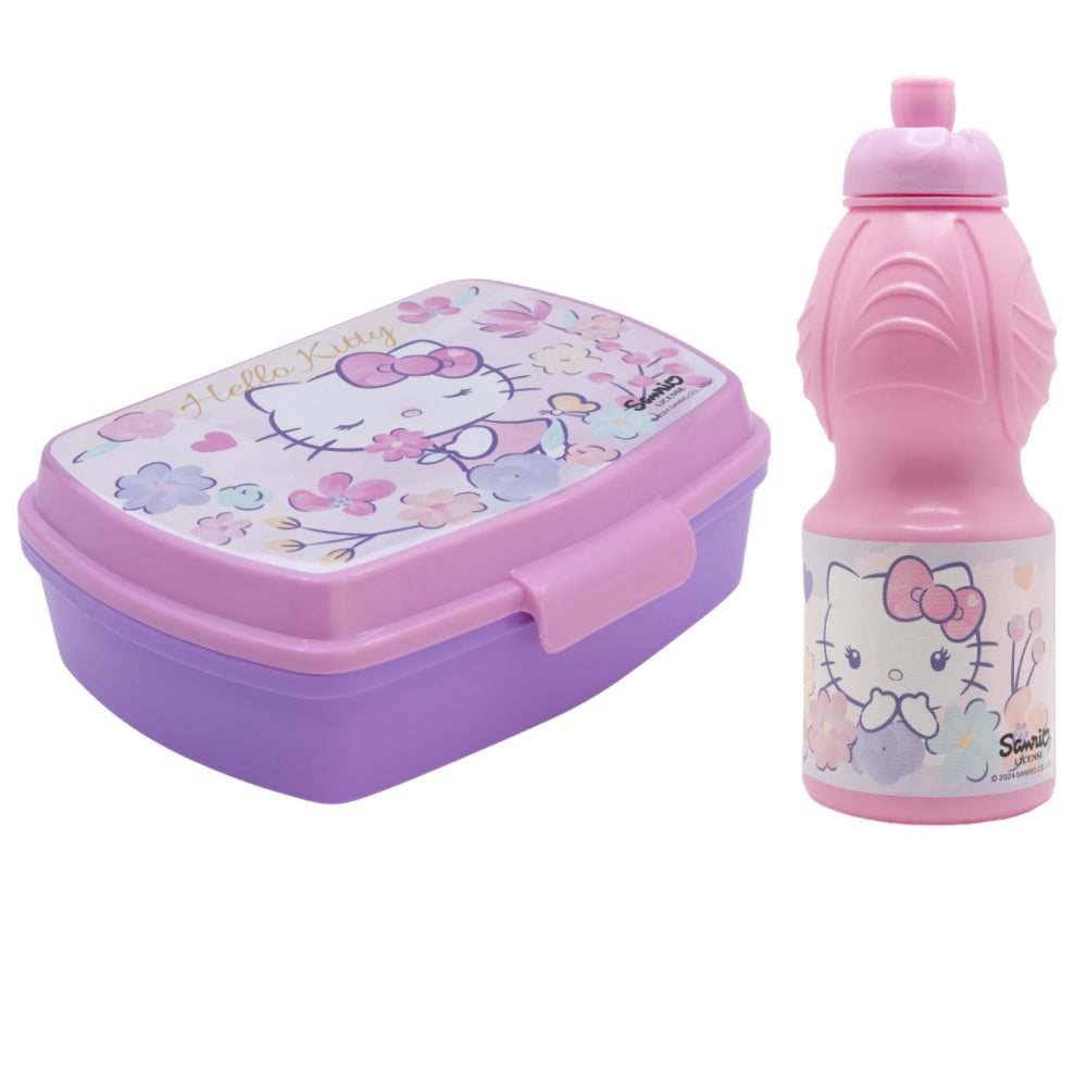 Hello Kitty 2 tlg. Lunch Set Lunchbox Brotdose Trinkflasche 400 ml