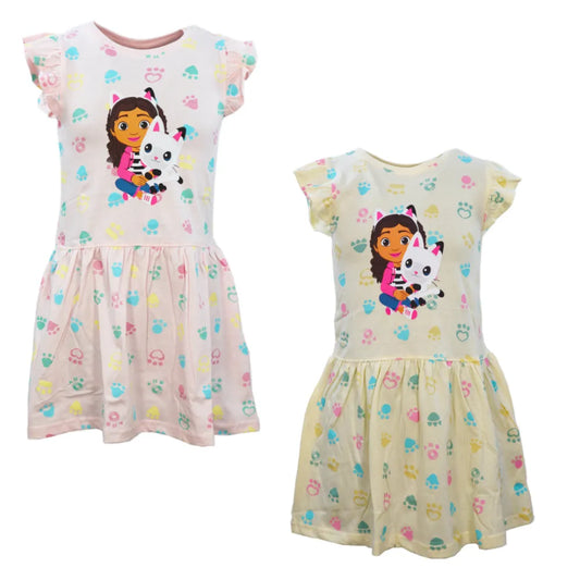 Gabbys Dollhouse Kinder Mädchen kurzarm Kleid Sommerkleid - WS-Trend.de 104-134 Baumwolle