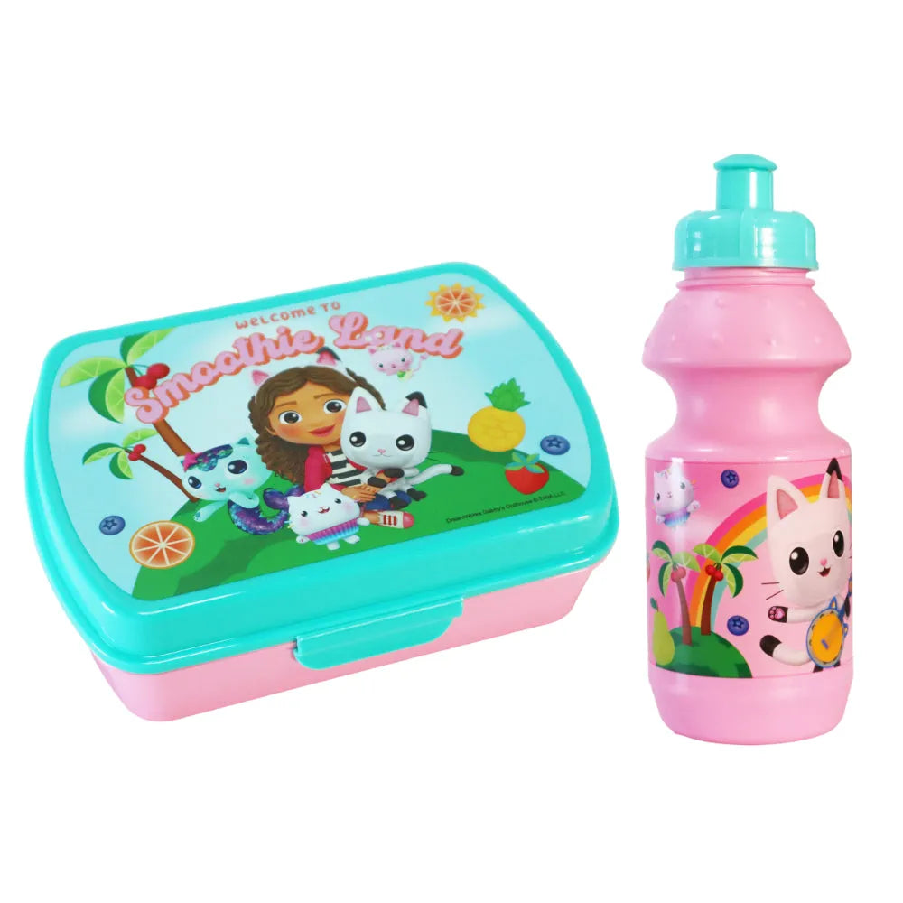 Gabbys Dollhouse Kinder Mädchen 2 tlg Lunch Set Brotdose Trinkflasche 350 ml - WS-Trend.de