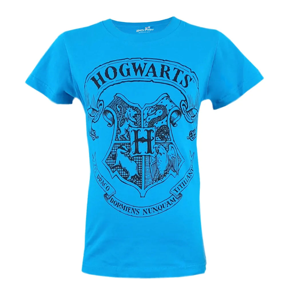 Harry Potter Hogwarts kurzarm T-Shirt Blau - WS-Trend.de - Größe 110 bis 152 cm Unisex Baumwolle