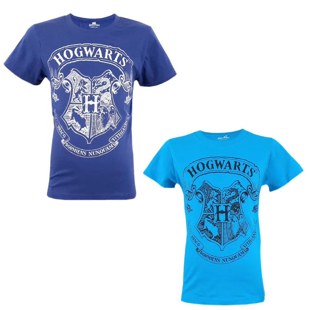 Harry Potter Hogwarts kurzarm T-Shirt Blau - WS-Trend.de - Größe 110 bis 152 cm Unisex Baumwolle