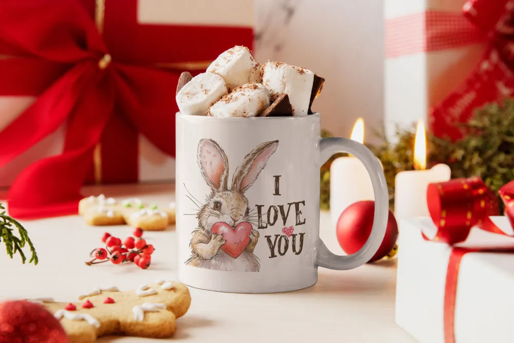 Hase Bunny I Love You Valentinstag Kaffeetasse Teetasse Tasse Geschenkidee - WS-Trend.de