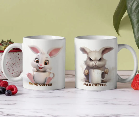 Hase Bad or Good Coffee Kaffeetasse Teetasse Tasse Geschenkidee Geschenk - WS-Trend.de 330 ml