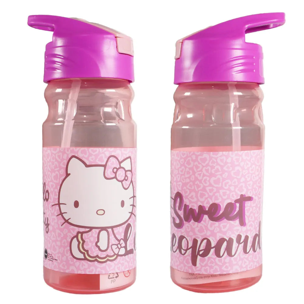 Hello Kitty Kinder Wasserflasche Trinkflasche Flasche 500 ml Tragegriff und Halm - WS-Trend.de