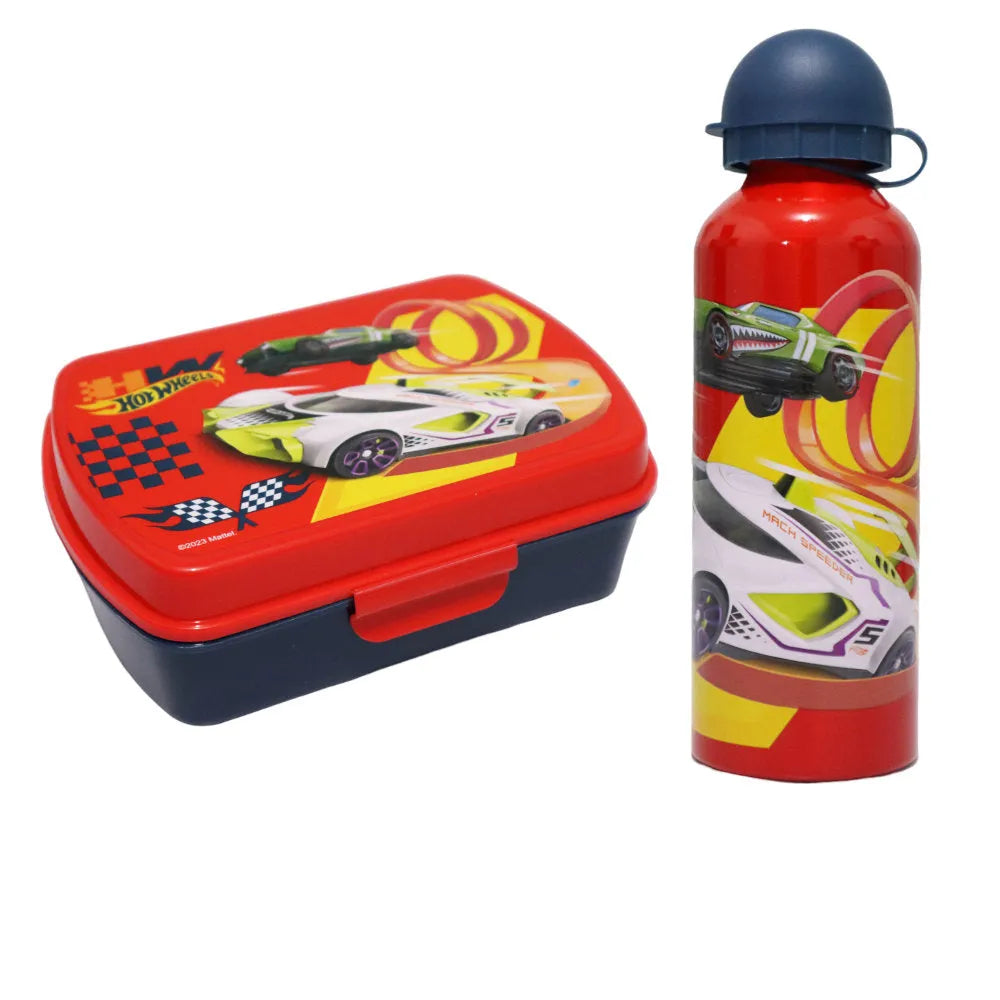 Hot Wheels Racing 2 tlg Lunch Set Brotdose Alu Trinkflasche 500 ml Geschenk - WS-Trend.de