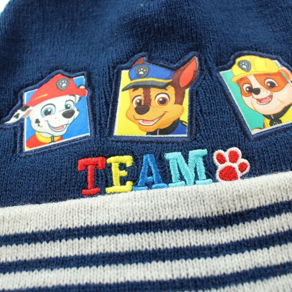 Paw Patrol Chase Kinder Jungen Herbst Winter Mütze Bommelmütze Handschuhe - WS-Trend.de