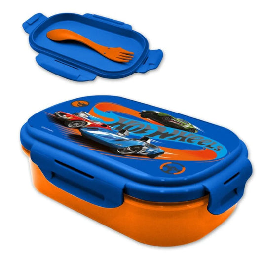 Hot Wheels 2 tlg Kinder Lunch Set Brotdose Göffel Gabel Löffel 21 x14 x 6 cm - WS-Trend.de