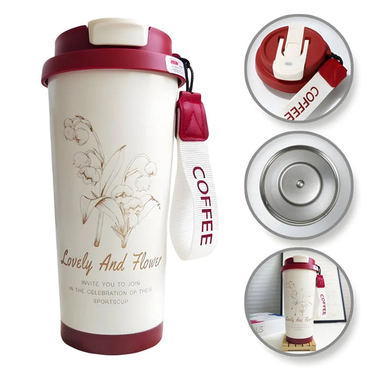 Lovely and Flower Isolierter Kaffeebecher Thermobecher Becher To-Go 550 ml - WS-Trend.de