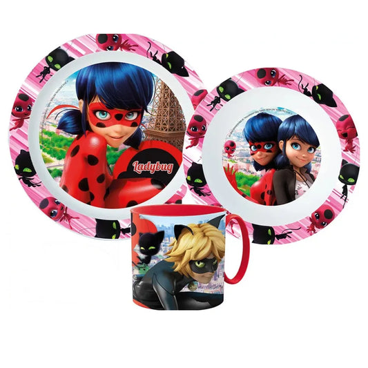 Miraculous Ladybug Kinder Geschirr-Set 3 teilig Becher Teller Schüssel - WS-Trend.de