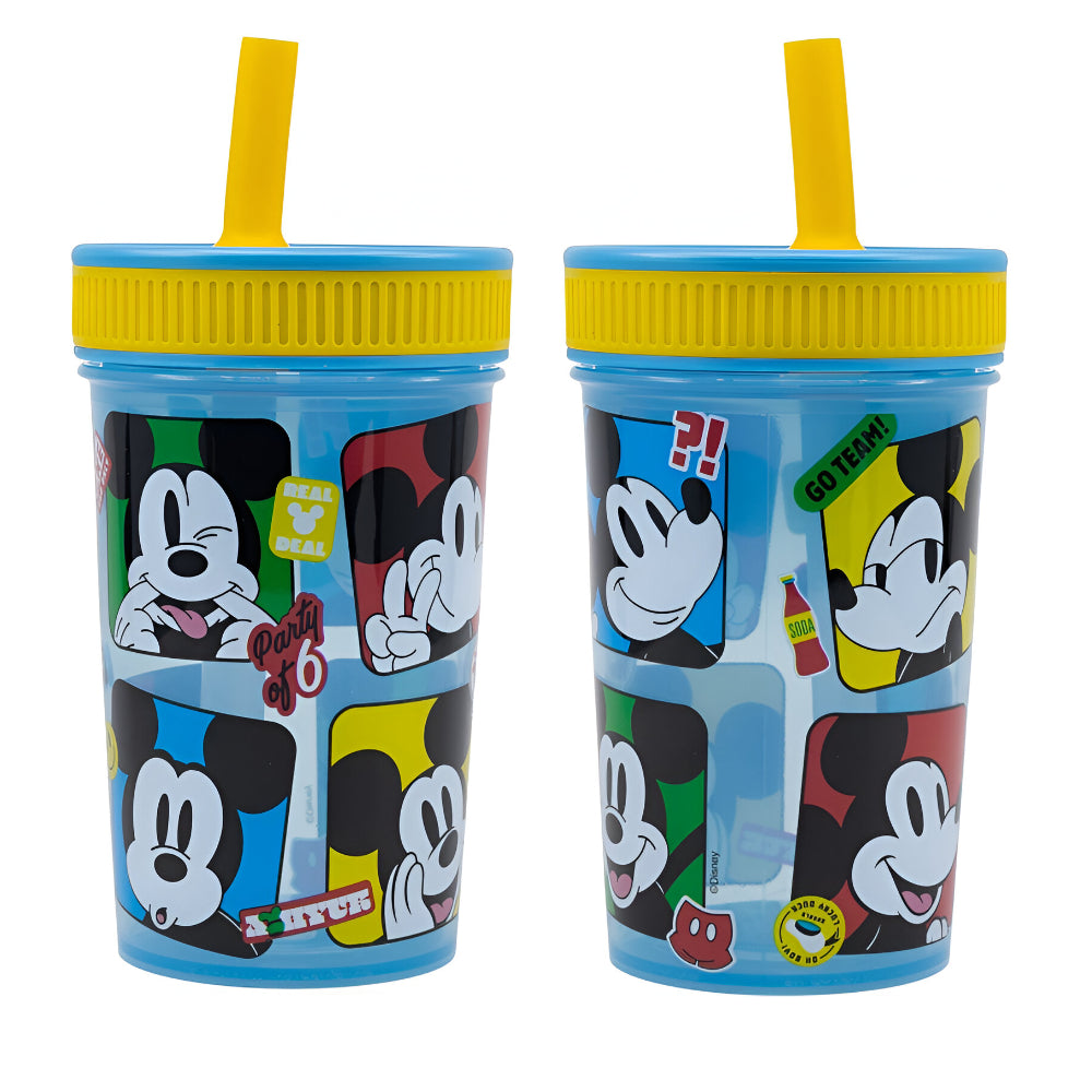 Disney Mickey Maus Kinder Trinkbecher Becher integriertem Halm 465 ml