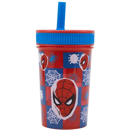 Marvel Spiderman Kinder Trinkbecher Becher integriertem Halm 465 ml - WS-Trend.de