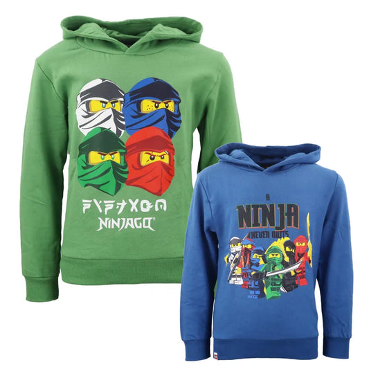 LEGO® Ninjago Kinder Hoodie - WS-Trend.de Kapuzen Pullover Gr. 98-128 Jungen Blau Grün