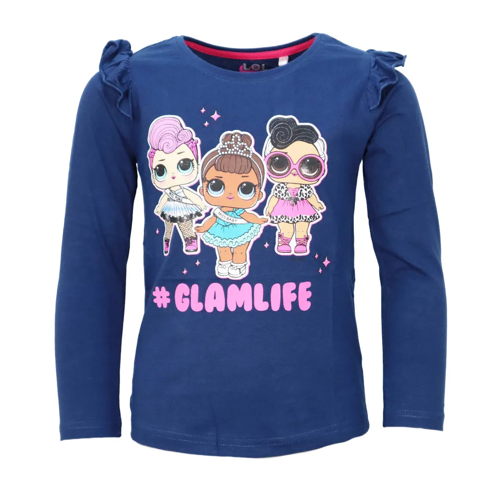 LOL Surprise Glamlife Kinder Mädchen langarm T-Shirt Langarmshirt - WS-Trend.de Suprise - Rosa Blau für 98 - 128