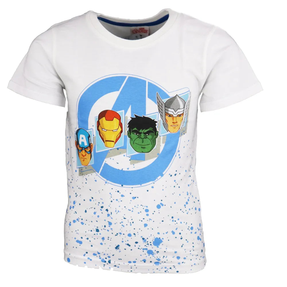 Marvel Avengers Kunder kurzarm T-Shirt - WS-Trend.de Kinder Weiß Blau 104-134 Baumwolle für Jungen