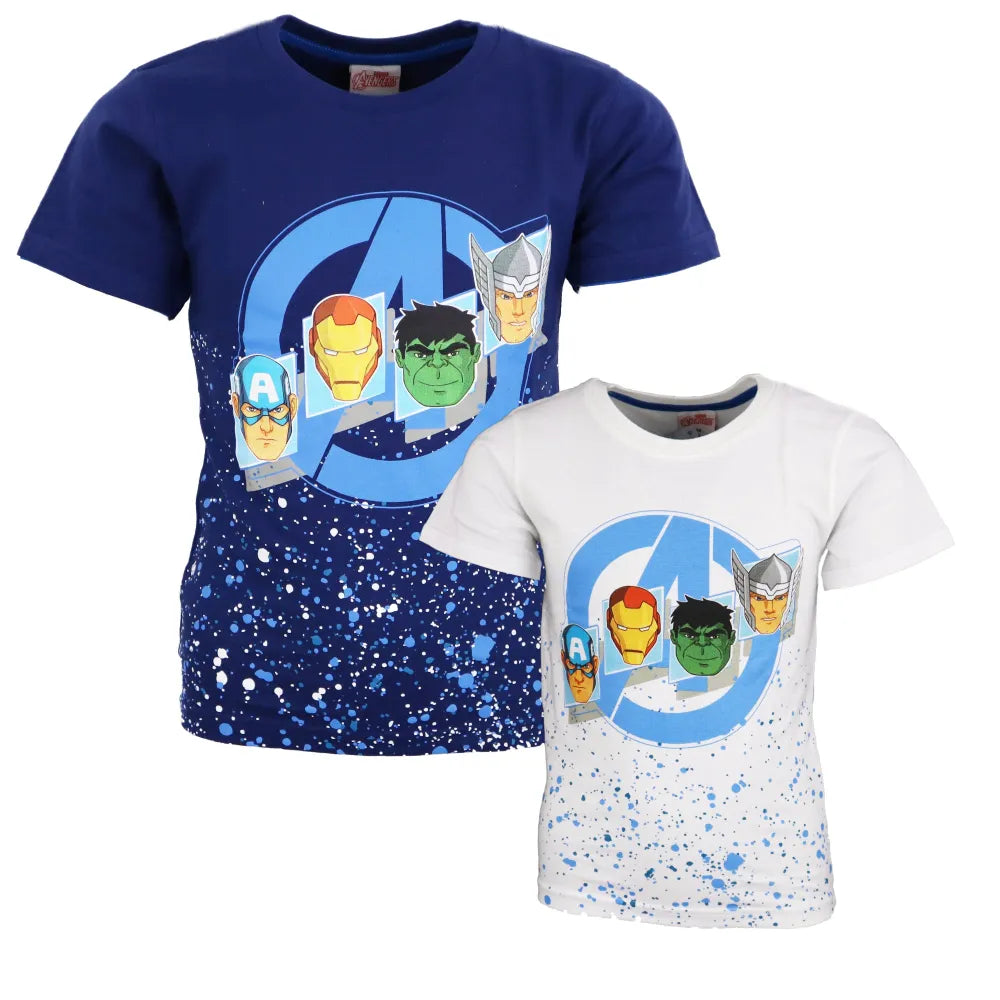 Marvel Avengers Kunder kurzarm T-Shirt - WS-Trend.de Kinder Weiß Blau 104-134 Baumwolle für Jungen