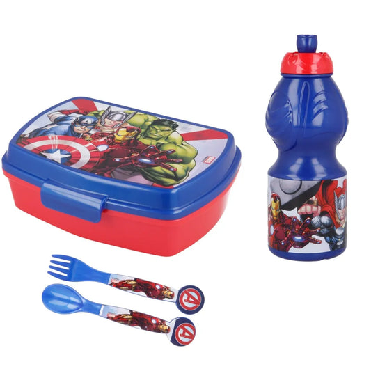 Marvel Avengers 4er Set Lunchbox mit Trinkbecher und Besteck - WS-Trend.de 4 teiliges Lunch - Brotdose