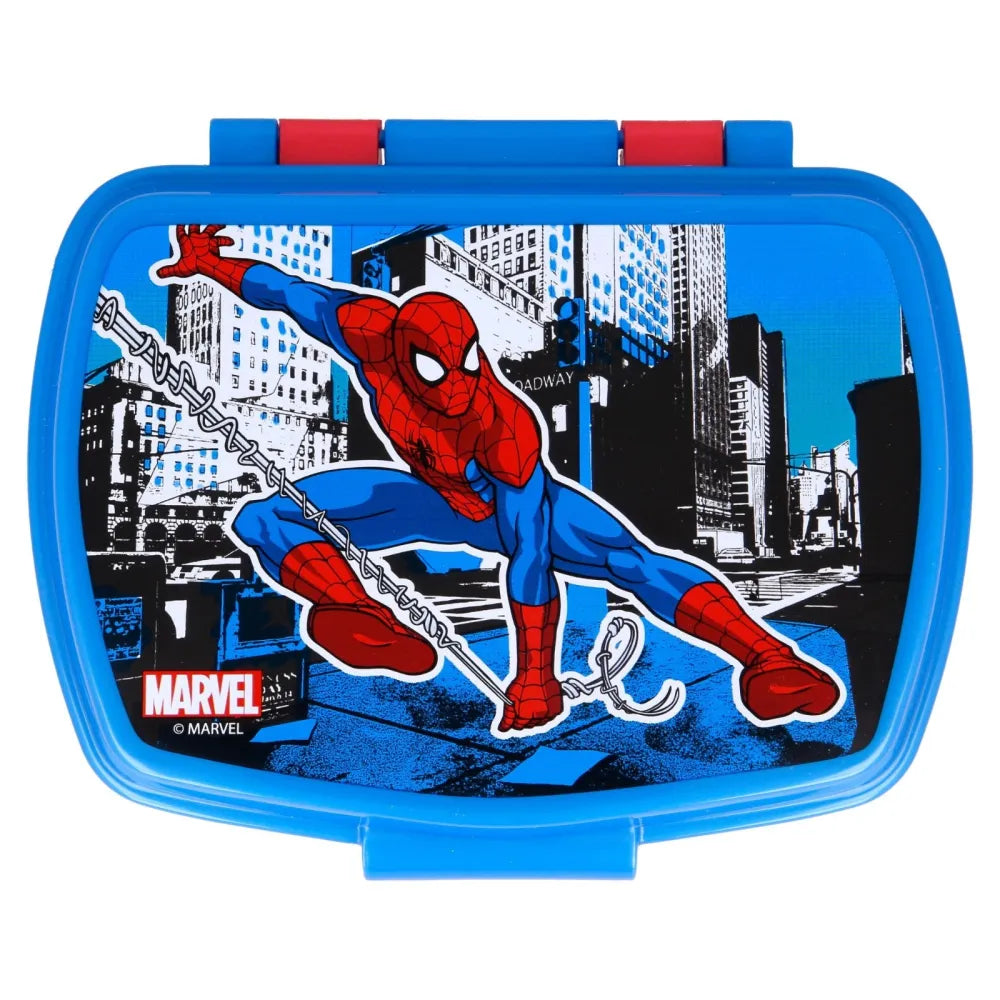 Marvel Spiderman 4 teiliges Set Lunchbox mit Trinkbecher und Besteck - WS-Trend.de Marcel Lunch - Brotdose - Trinkflasche