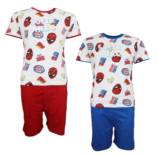 Marvel Spiderman Kinder Schlafanzug Pyjama kurz - WS-Trend.de Nachtwäsche 104 - 134 baumwolle