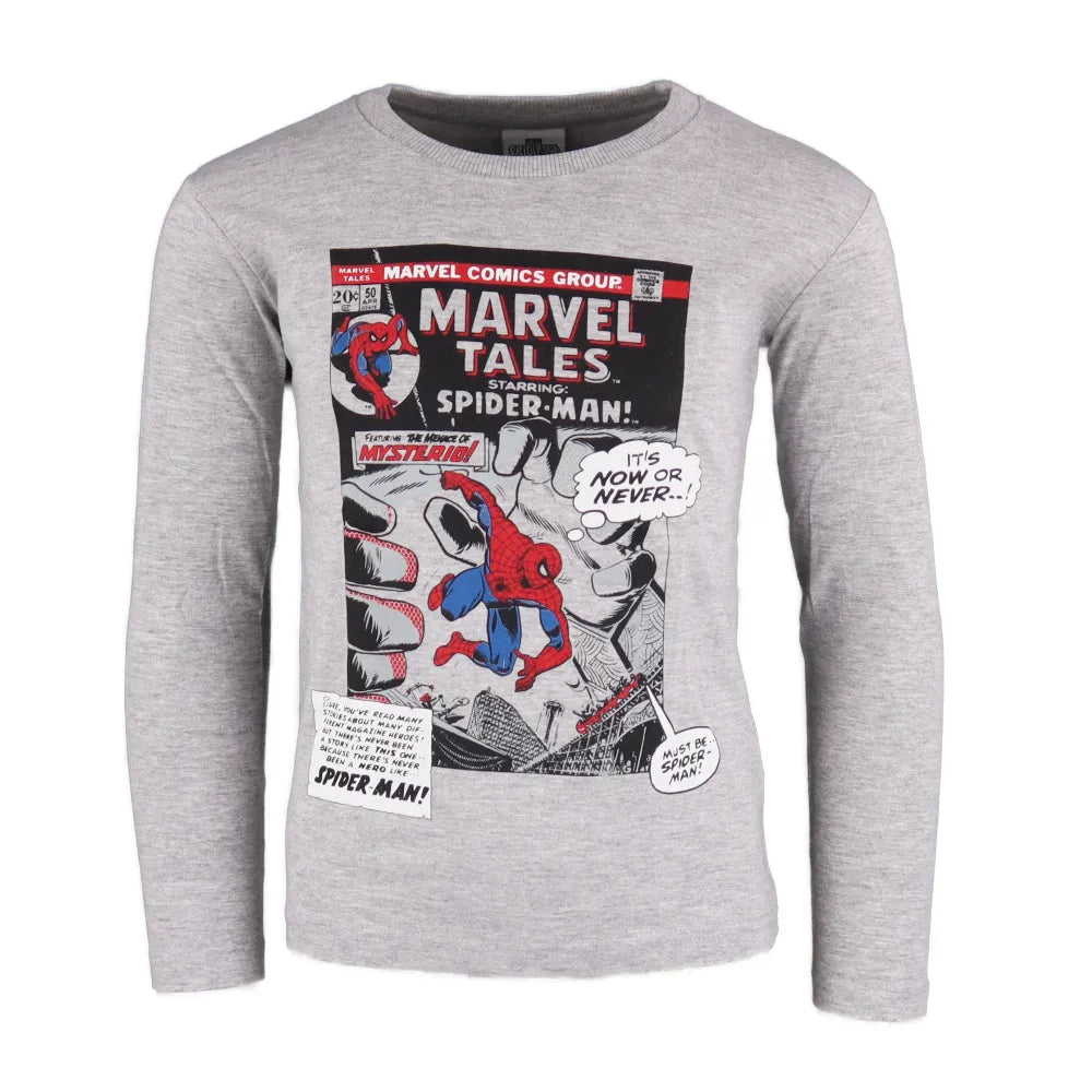 Marvel Spiderman langarm Kinder T-Shirt - WS-Trend.de Baumwolle Rot Grau Gr. 104-134 Jungen