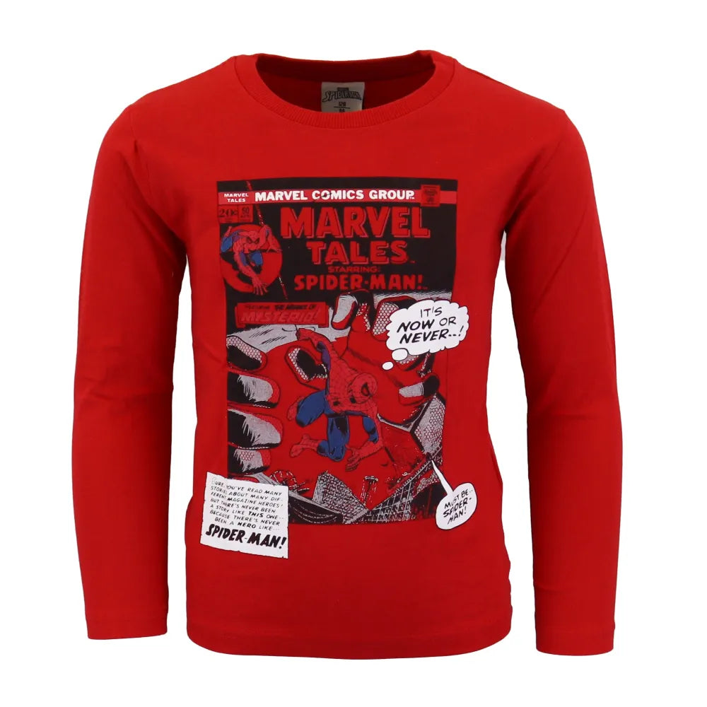 Marvel Spiderman langarm Kinder T-Shirt - WS-Trend.de Baumwolle Rot Grau Gr. 104-134 Jungen