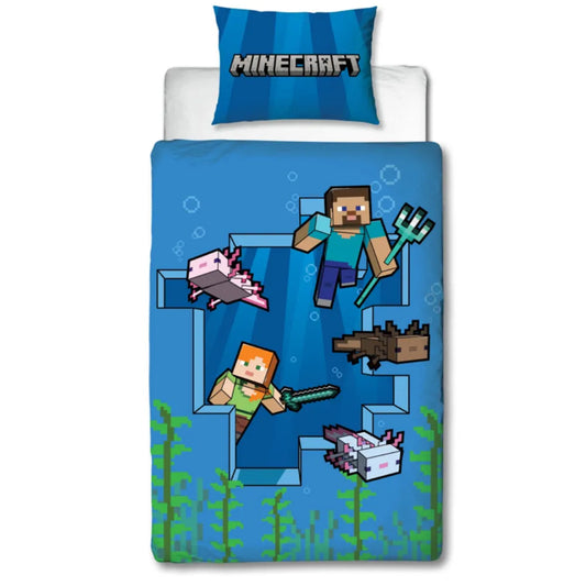 Minecraft Creeper Steve Alex Mikrofaser Bettwäsche Set 135/140x200 60x70 cm - WS-Trend.de