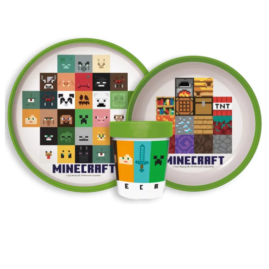 Gamer Minecraft Kinder antirutsch Geschirr-Set 3 teilig Becher Teller Schüssel - WS-Trend.de