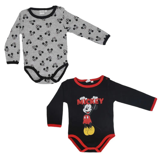 Disney Mickey Maus Baby 2er Pack langarm Body Strampler - WS-Trend.de Gr. 62 - 92