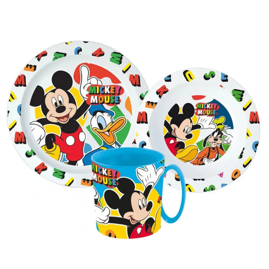 Mickey Maus Donald Goofy Kinder Geschirr-Set 3 teilig Becher Teller Schüssel - WS-Trend.de