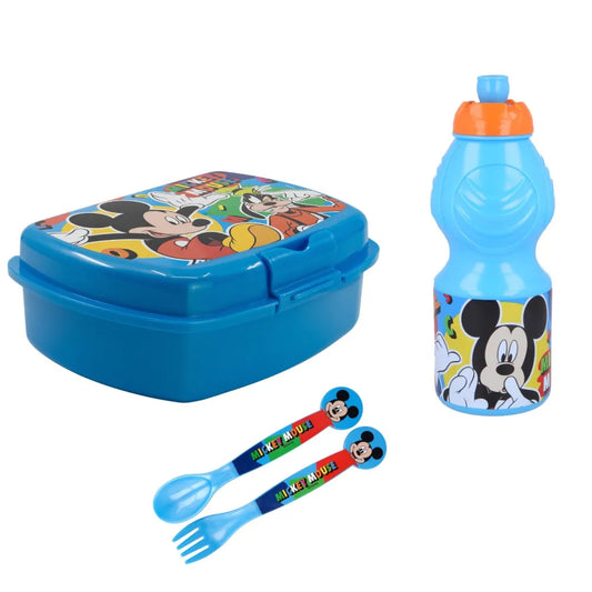 Mickey Maus 4 teiliges Set Lunchbox mit Trinkbecher und Besteck - WS-Trend.de