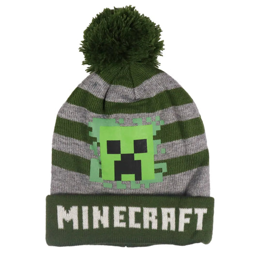 Minecraft Gamer Creeper Kinder Wintermütze Mütze Bommelmütze - WS-Trend.de in 52 - 54