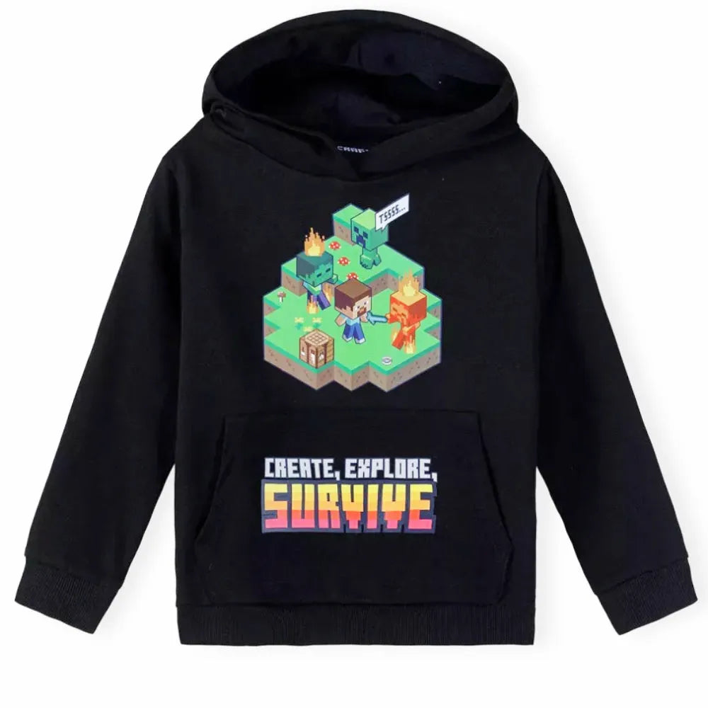 Minecraft Diamond Steve Kinder Hoodie Kapuzenpullover Pulli Pullover - WS-Trend.de 128-152