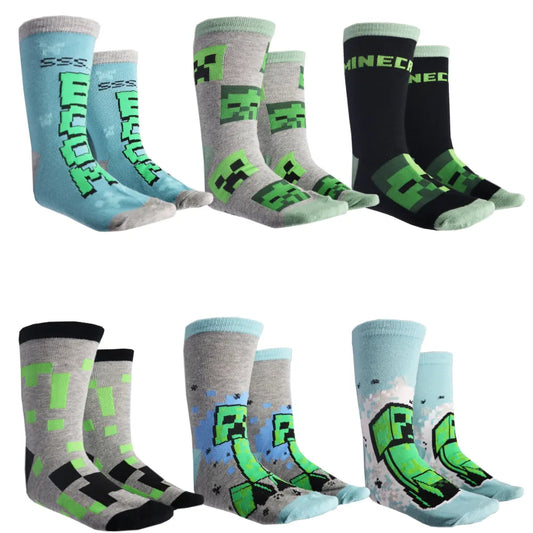 Minecraft Creeper Zombie Kinder Jungen lange Socken 6er Pack - WS-Trend.de Gr 27 bis 38