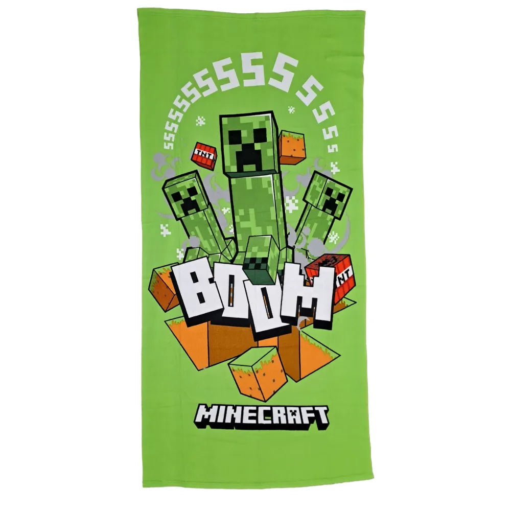 Minecraft Creeper Badetuch Strandtuch 70x140cm - WS-Trend.de - Mikrofaser Badehandtuch XL 70x140