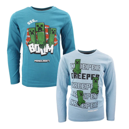 Minecraft Creeper BOOM Gamer Kinder langarm Shirt - WS-Trend.de Gr. 116-152 Baumwolle Grün