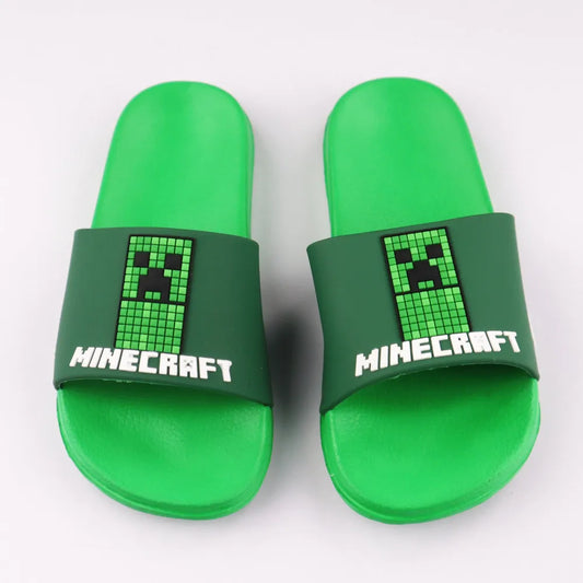 Minecraft Creeper Kinder Badelatschen Sandalen 3D Optik - WS-Trend.de - Badeschuhe Latschen Motiv Gr. 29 - 38 Grün