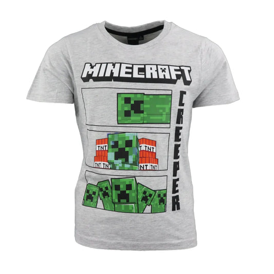 Minecraft Creeper Kinder kurzarm T-Shirt - WS-Trend.de Kleidung Jungen Grau 116-152