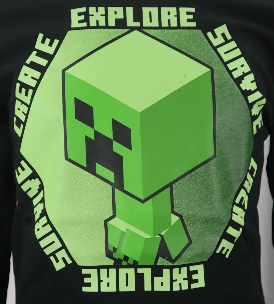 Minecraft Creeper Kinder Pullover - WS-Trend.de Gamer Pulli Gr.116-152 Jungen Schwarz