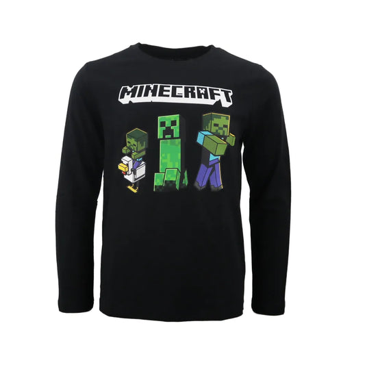 Minecraft Creeper Zombie Gamer Kinder langarm Shirt - WS-Trend.de Gr. 116-152 Baumwolle Schwarz