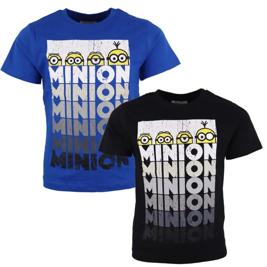 Die Minions Jungen Kurzarm T-Shirt - WS-Trend.de Kinder Shirt 110-140 Blau Schwarz 100% Baumwolle