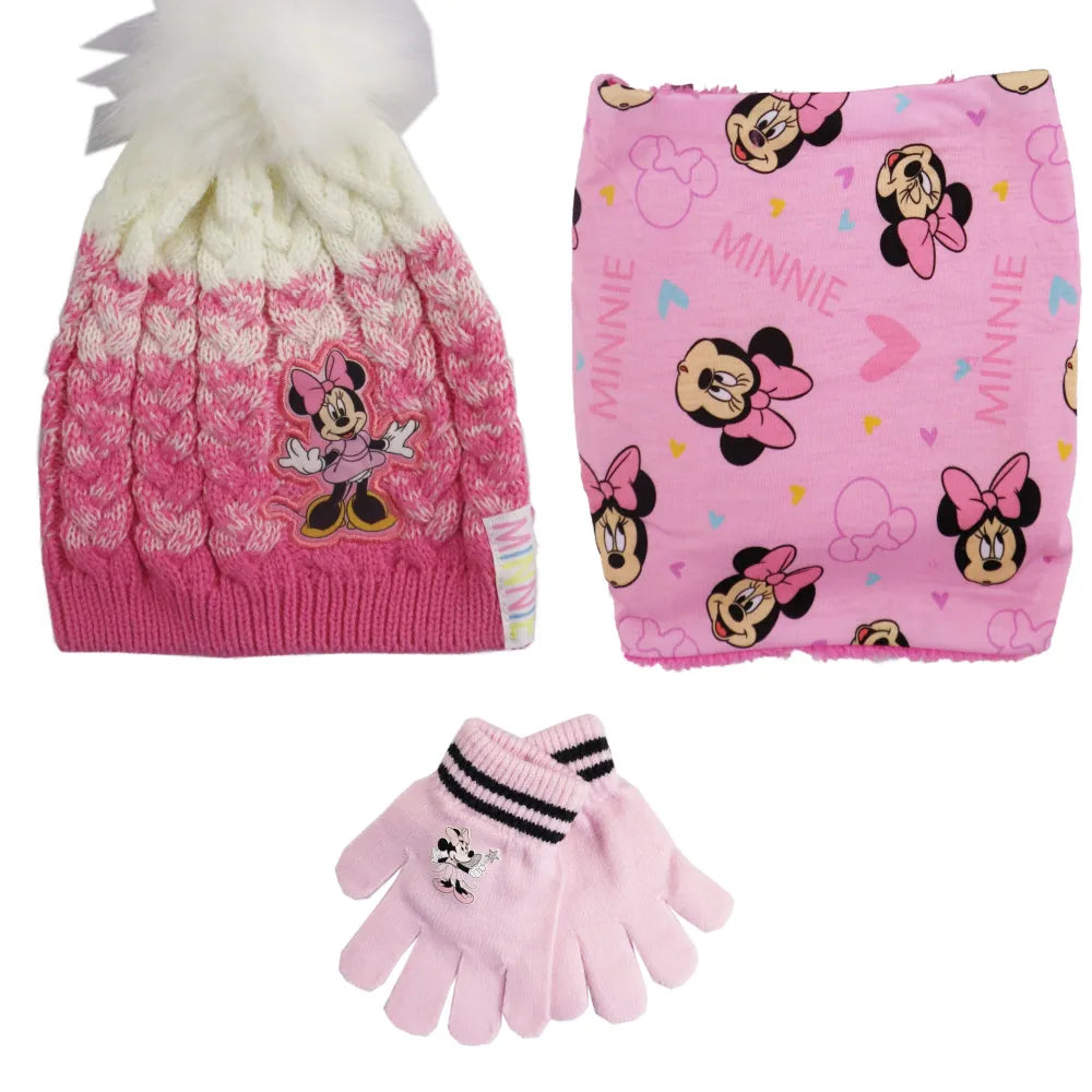 Disney Minnie Maus Set Kinder Herbst Wintermütze Snood plus Handschuhe - WS-Trend.de