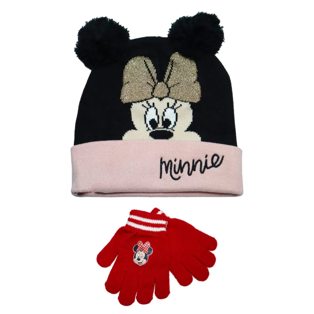 Disney Minnie Maus Kinder Winter Bommel Mütze plus Handschuhe - WS-Trend.de 52 54