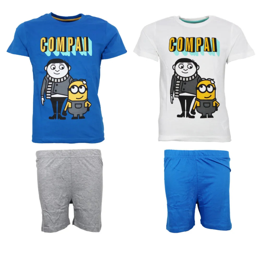 Die Minions Gru Kinder Jungen Pyjama Schlafanzug Baumwolle - WS-Trend.de 104-134 Blau Weiß